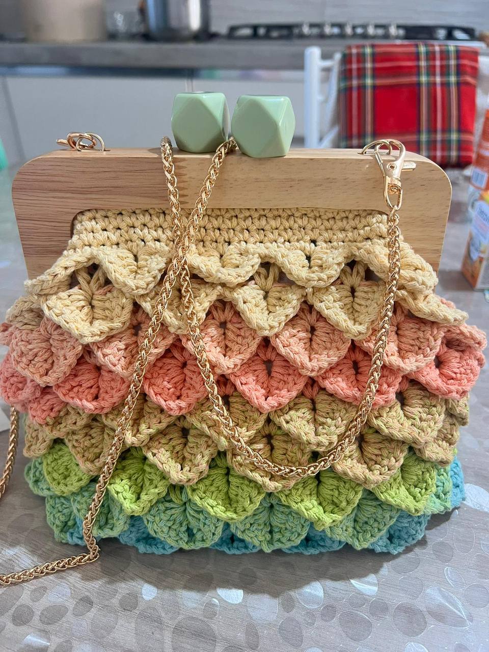 Rainbow Ruffle Frame Bag